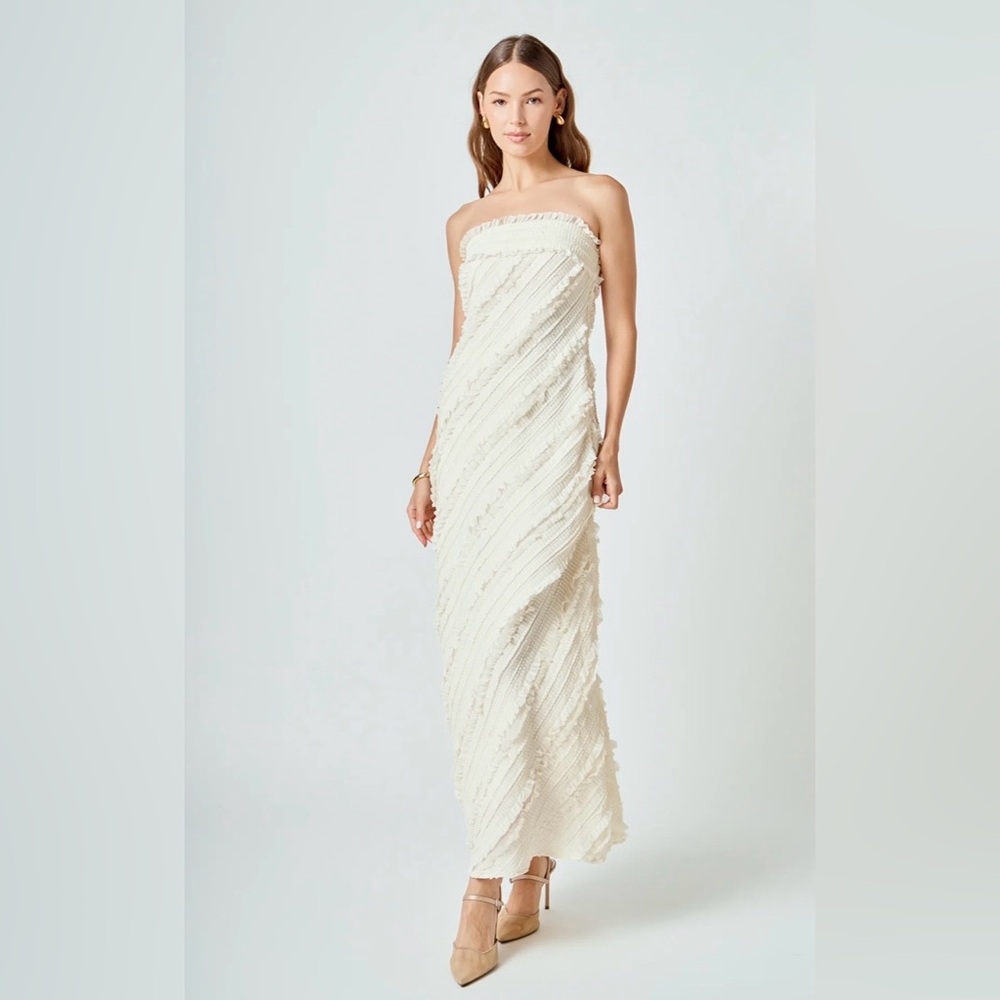 Endless Rose Strapless Cream Textured Column Gown
